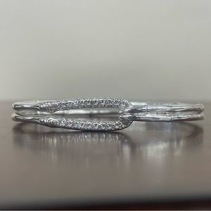 John Hardy Sterling Silver Diamond Bamboo Hook Bangle Beacelet ✨